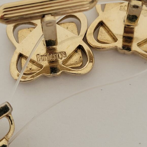 Burberry Tie Bar Clip Clasp Cufflinks Set Gold Black Tone 2in Logo Vintage Logo - Picture 5 of 9